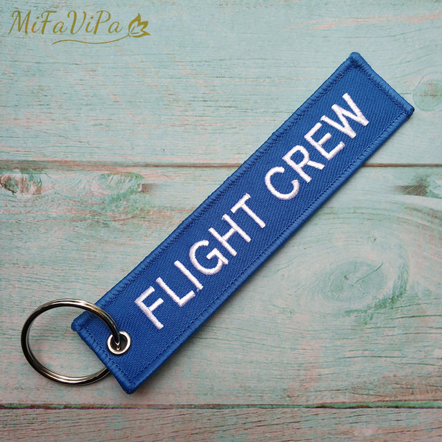 Blue FLIGHT CREW Keychain Fashion Trinket Phone Strap Black Embroidery CESSNA Key Chain AV8R