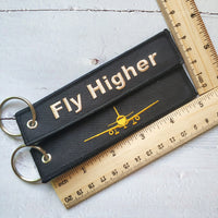Thumbnail for 1 PC Golden Plane Keychain Fashion Trinket Black Embroidery Fly Higher Key Chain AV8R