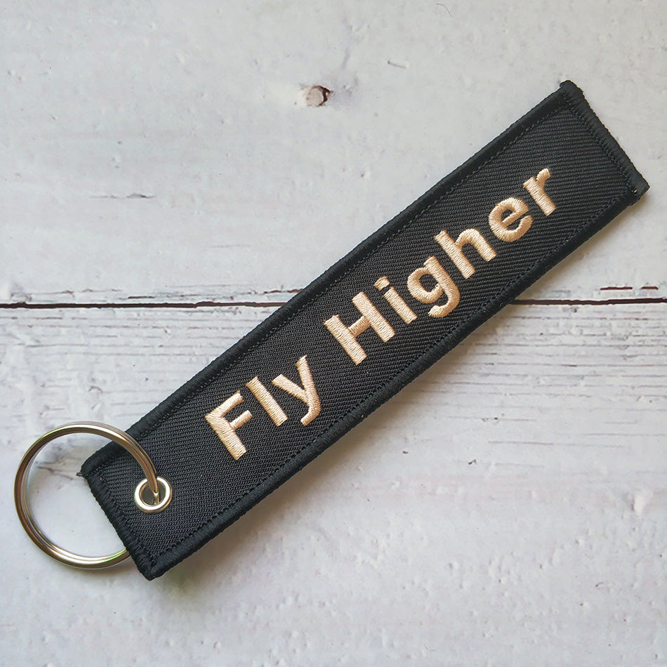 1 PC Golden Plane Keychain Fashion Trinket Black Embroidery Fly Higher Key Chain AV8R