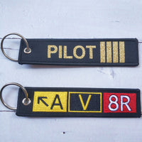 Thumbnail for 2 PCS Embroidery AV8R Keyring Woven Pilot Aviator Keychain Aircraft Key Chain AV8R