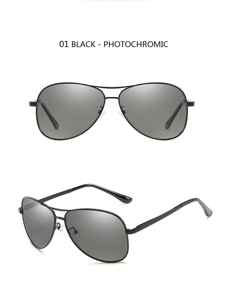 Photochromic Sunglasses Men Polarized Driving Pilot Chameleon Vintage Sun Glasses AV8R