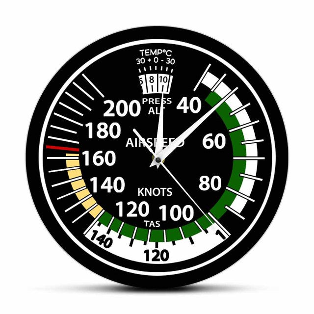 Airspeed Indicator Wall Clock For Pilot Home Décor Airplane Instrument AV8R