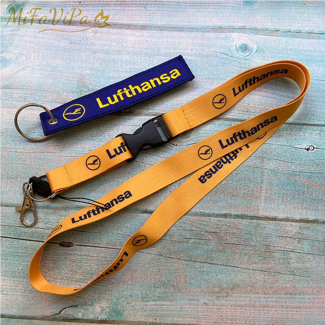 Lufthansa Neck Strap Chaveiro Flight Crew Key Chain AV8R