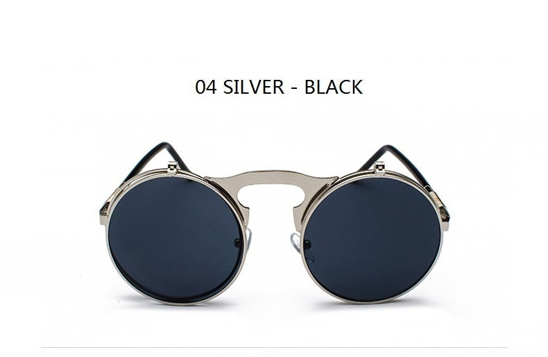 Sunglasses Round Metal Women Men Style Retro Flip Circular Double Sun Glasses AV8R