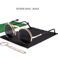 Thumbnail for Sunglasses Round Metal Women Men Style Retro Flip Circular Double Sun Glasses AV8R