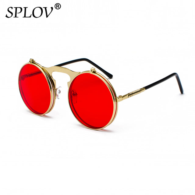 Vintage Steampunk Flip Sunglasses Retro Round Metal Frame Sun Glasses AV8R