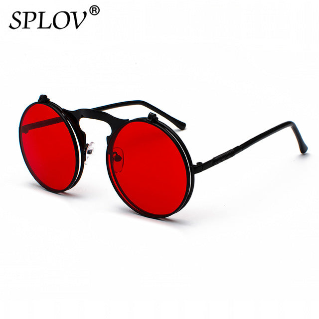 Vintage Steampunk Flip Sunglasses Retro Round Metal Frame Sun Glasses AV8R
