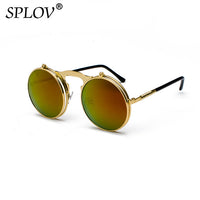 Thumbnail for Vintage Steampunk Flip Sunglasses Retro Round Metal Frame Sun Glasses AV8R
