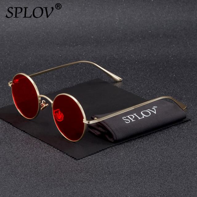 Vintage Men Sunglasses Women Retro Punk Style Round Metal Frame Colorful Lens Sun Glasses AV8R