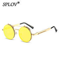 Thumbnail for Vintage Steampunk Flip Sunglasses Retro Round Metal Frame Double Beam Sun Glasses AV8R