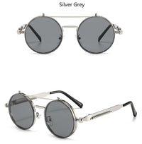 Thumbnail for Vintage Steampunk Flip Sunglasses Retro Round Metal Frame Double Beam Sun Glasses AV8R