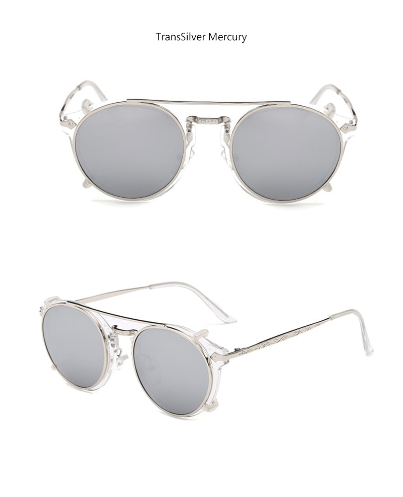 Fashion Vintage Steam Punk Round Clip On Sunglasses Men Women AV8R