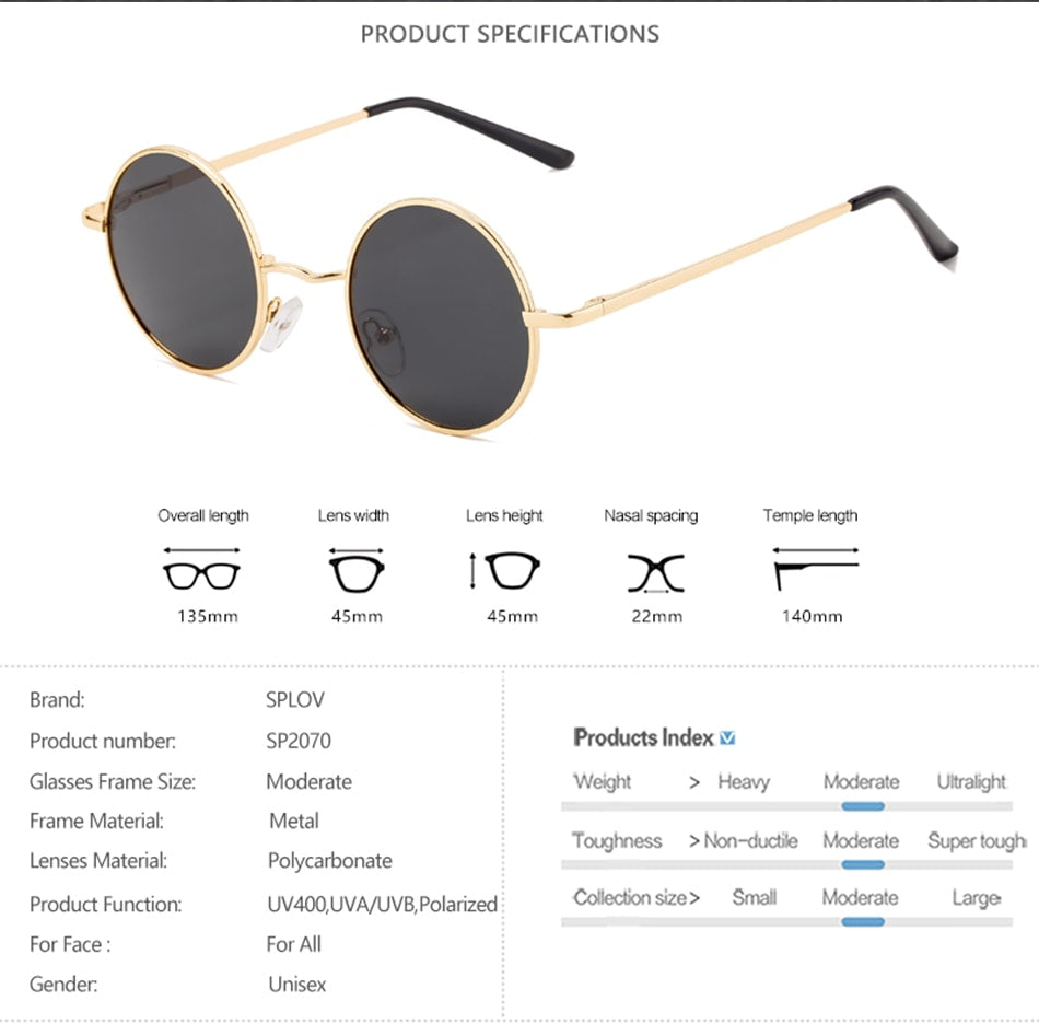 Brand Designer Polarized Round Sunglasses Classic Small Vintage Retro Glasses AV8R