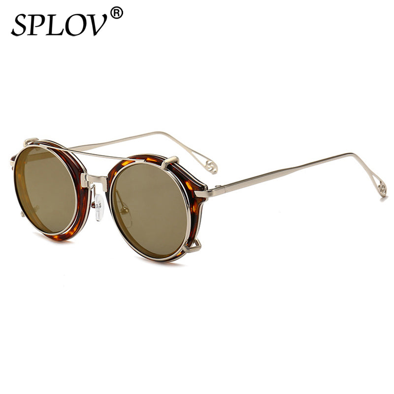 Round Clip On Sunglasses Men Women Double Layer Removable Lens Detachable Shades Clear Lens AV8R