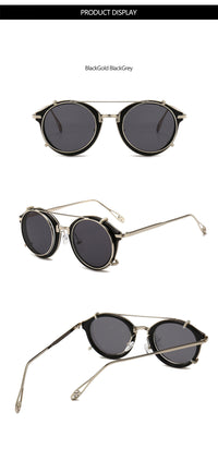 Thumbnail for Round Clip On Sunglasses Men Women Double Layer Removable Lens Detachable Shades Clear Lens AV8R