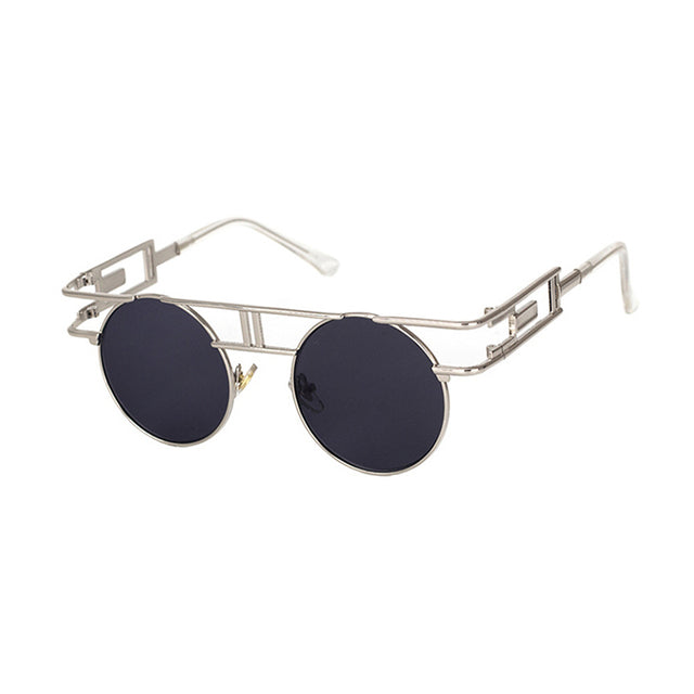 Fashion Round Steampunk Men Sunglasses Women Metal Frame Retro Gothic Design AV8R