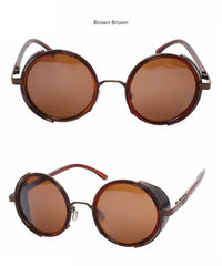 Thumbnail for Retro Steampunk Sunglasses Men Women Round Metal Shields Sun Glasses AV8R
