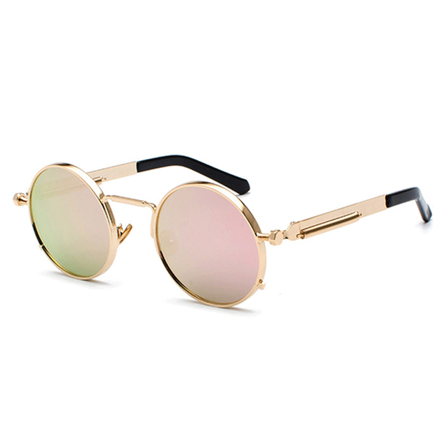 New Punk Sunglasses Men Women Retro Round Steam Brand Designer Small Circle Sun Glasses AV8R