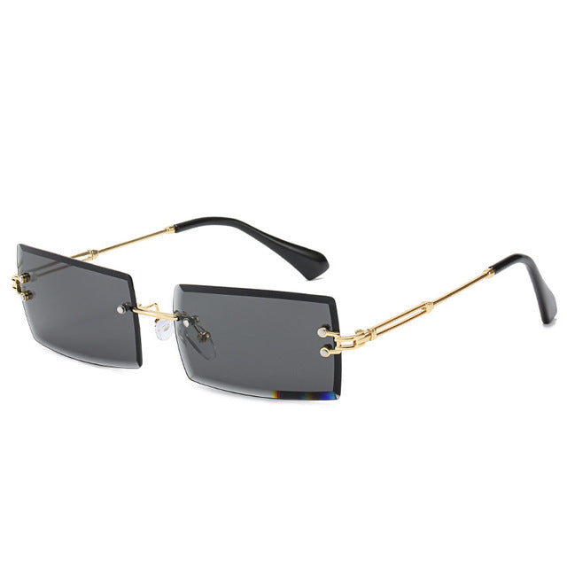 Trendy Rimless Rectangle Sunglasses New Cut Design Luxury Square Glasses AV8R