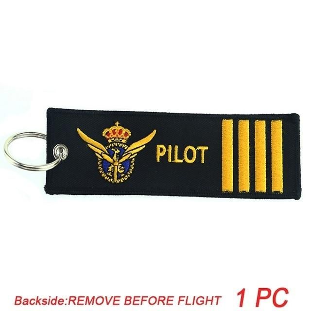 1PC New Embroidery Pilot Keychains THE AVIATOR