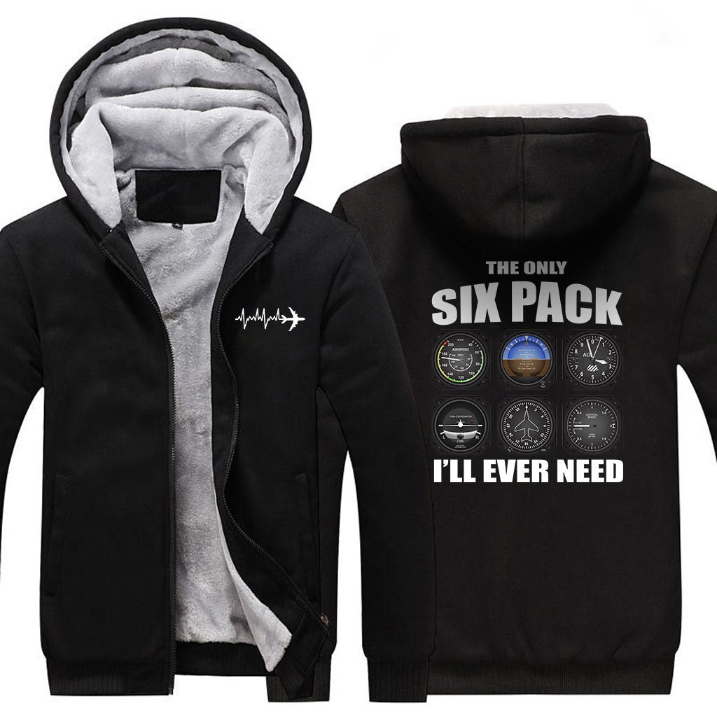 THE ONLY SIX PACK I'LL EVER NEED ZIPPER SWEATER THE AV8R