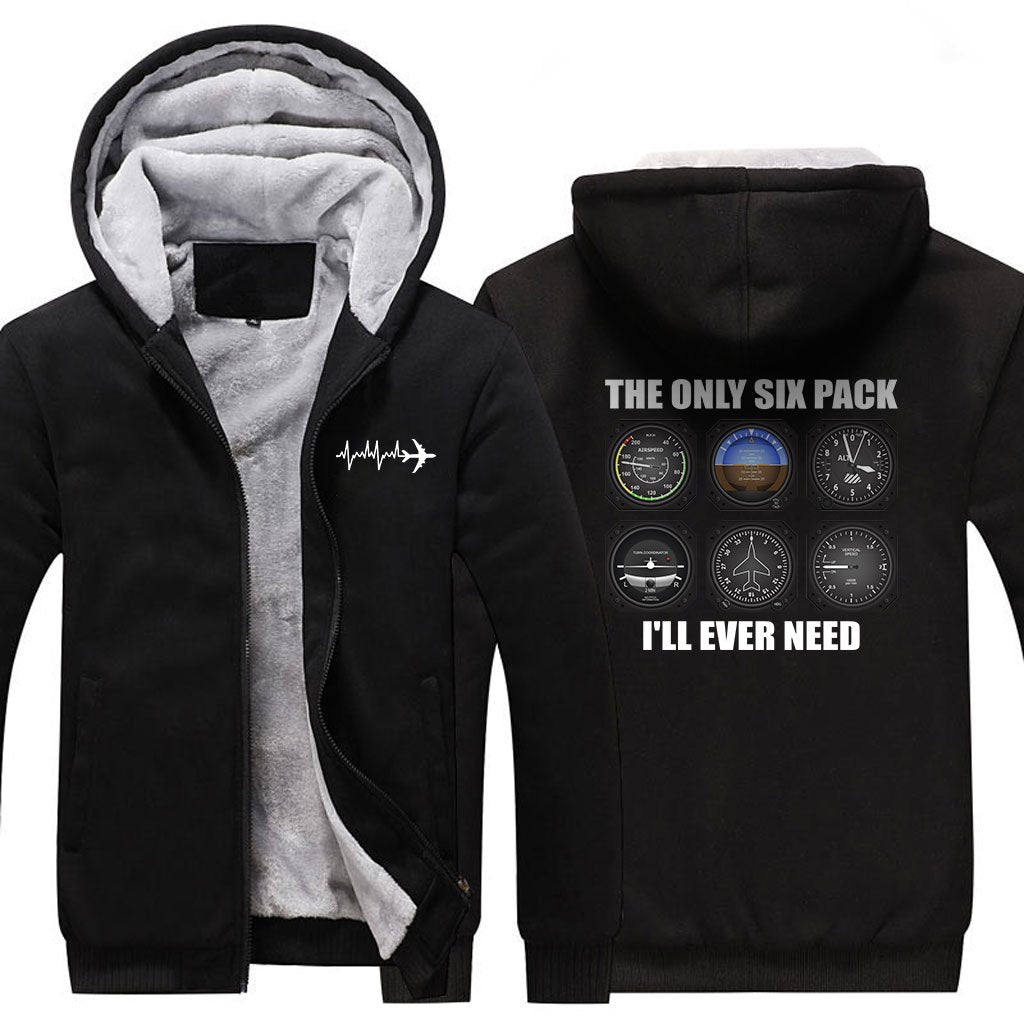 THE ONLY SIX PACK I'LL EVER NEED ZIPPER SWEATER THE AV8R